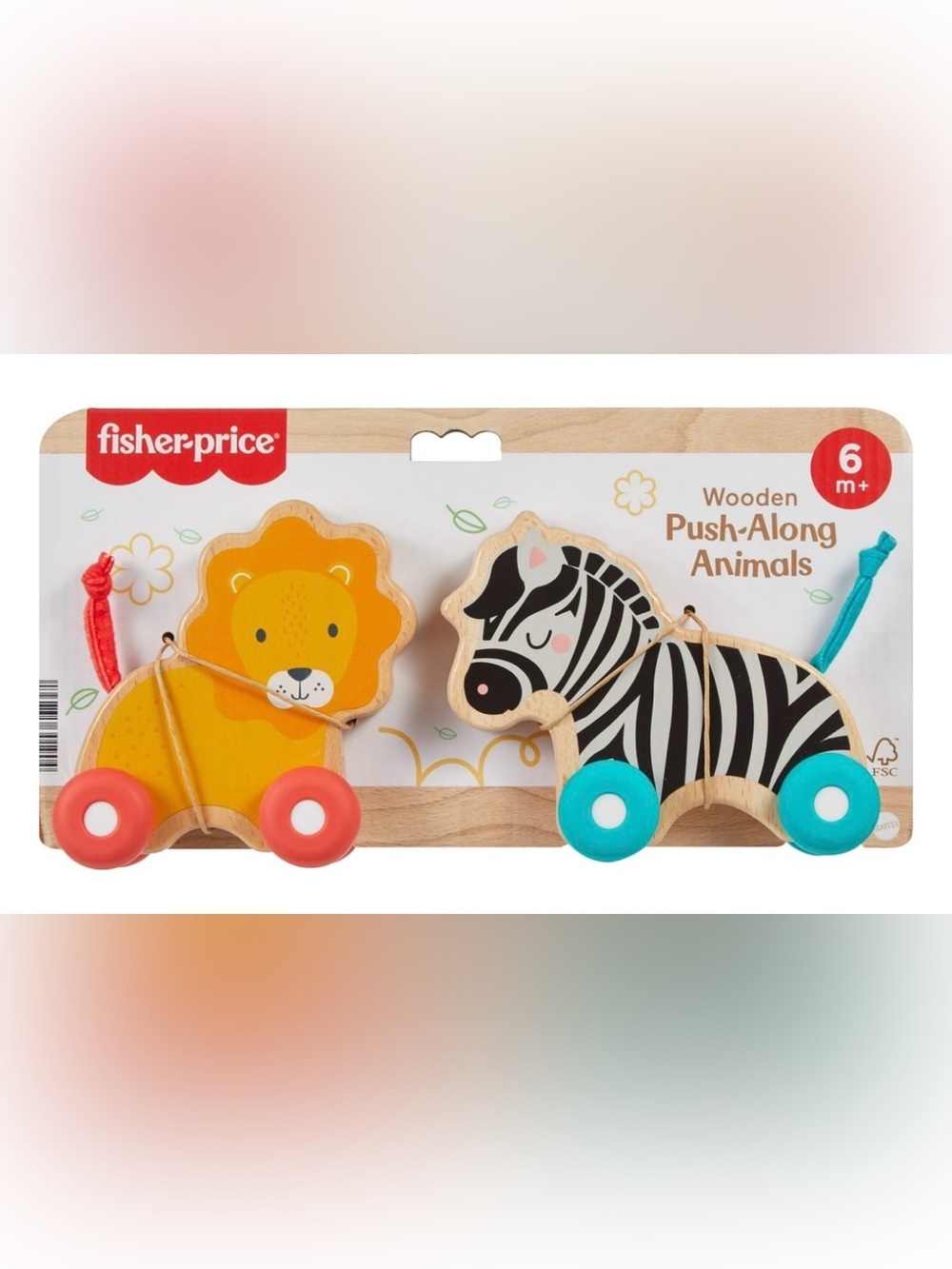Wooden Lion & Zebra Pull-Along Toy